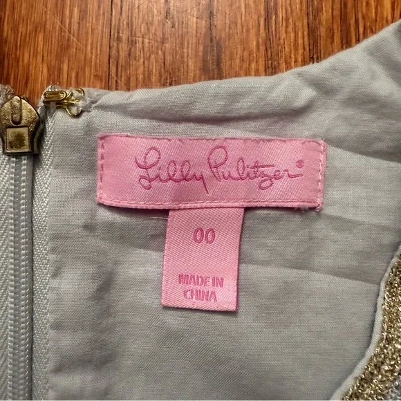 Lilly Pulitzer Mila shift dress in seaside grey with metallic embroidery size 00 - Picture 15 of 16